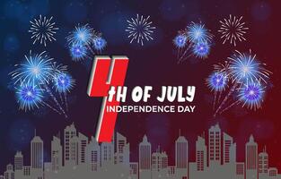 4th of july independence day celebration template banner with fireworks and abstract gradient background design vector