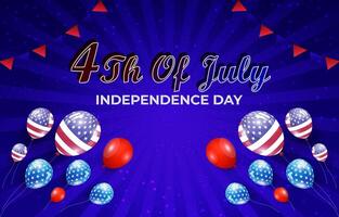 4th of july independence day celebration template banner with flag illustration and abstract blue background design vector