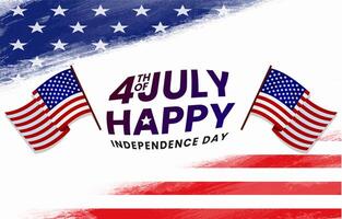 happy 4th of july independence day celebration template banner with flag and abstract gradient blue and red background design vector
