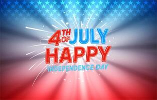 4th of july happy independence day celebration template banner with red and blue background design vector