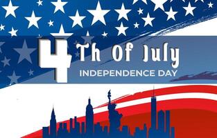 happy usa 4th of july independence day celebration template banner with abstract gradient blue and red background design vector