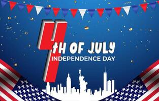 4th of july independence day celebration template banner with abstract gradient background vector