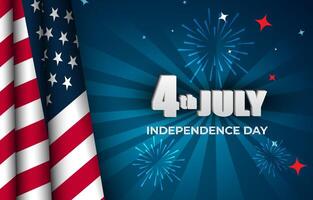 4th of july independence day celebration template banner with flag and abstract background design vector