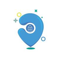 Colorful flat of a cute location pin icon featuring a house symbol. Great for delivery apps, maps, navigation tools, or GPS UI UX elements. Simple, modern, and playful cartoon design. vector