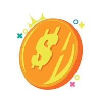 Flat illustration of a cute gold coin icon. Perfect for game design, digital currency, fintech UI, financial apps, and playful savings concepts. Clean and colorful asset for business visuals. vector