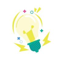 Flat cute light bulb icon symbolizing bright idea, creativity, and innovation. Great for app UI, presentations, infographics, and design elements. Colorful cartoon style with a modern twist. vector