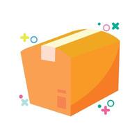Flat illustration of a cute and colorful delivery box. Perfect for representing shipping, packages, ecommerce logistics, and transport services in UI or UX or infographic projects. vector