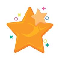 Colorful flat star icon with playful design. Perfect for game UI, app rating system, rewards, favorite symbols, or bright decorative elements. Great for cartoon and cute interface needs. vector