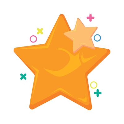 Colorful flat star icon with playful design. Perfect for game UI, app rating system, rewards, favorite symbols, or bright decorative elements. Great for cartoon and cute interface needs.