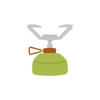 a green camping stove with a handle on it vector