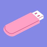 a pink usb flash drive on a isolated background vector