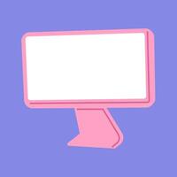 a pink computer monitor with a blank screen isolated background vector