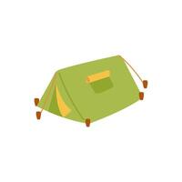 a green tent with a yellow handle on it vector