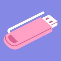 a pink usb router with a isolated background vector