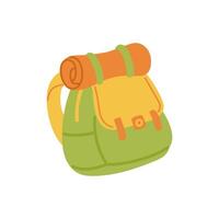 a backpack with a roll of towels on it vector