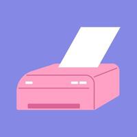 a pink printer with a paper sheet on top vector
