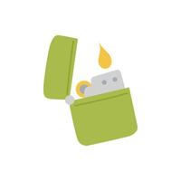 a green lighter with a flame inside vector