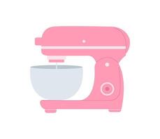pink mixer with bowl on white background vector