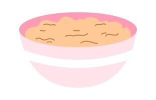 a bowl of dough in a pink bowl on a white background vector