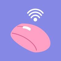 a pink computer mouse with wifi symbol on it vector
