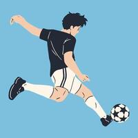 Soccer player kicking a ball vector
