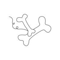 A single line creates the shape of a dog bone. vector