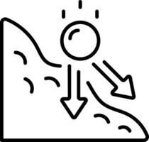 A line style icon showing gravity force vector