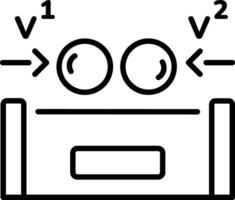 An outline style icon depicting elastic collision vector