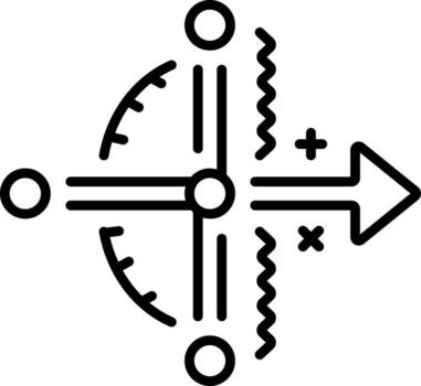 A line style icon showing particle interaction vector