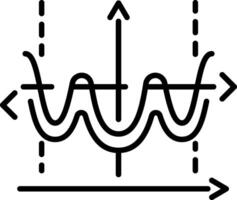 An outline style icon depicting transverse wave vector