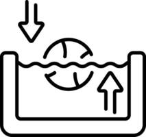 An outline style icon depicting archimedes principle vector