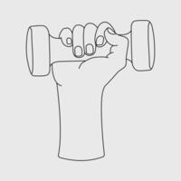 Line Drawing of Hand Holding a Dumbbell vector