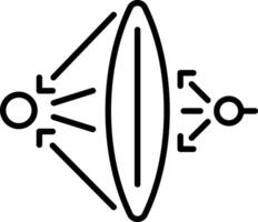 An outline style icon depicting lens ray vector
