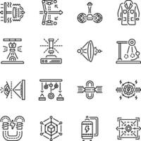 Pack of Physics Experiment Linear Style Icons vector