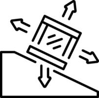 An outline style icon depicting frictional force vector