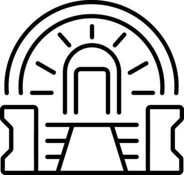 A line style icon showing particle accelerator vector