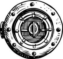 A vintage style illustration representing submarine hatch vector