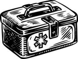 A vintage style illustration depicting first aid kit vector