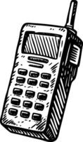 A sketchy style illustration representing military phone vector