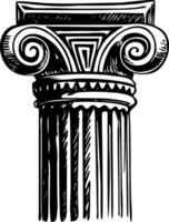 A vintage style illustration showing greek column vector