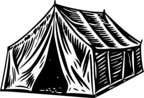 A vintage style illustration depicting an army tent vector