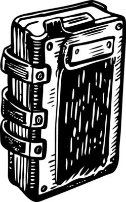 A vintage style illustration showing tactical notebook