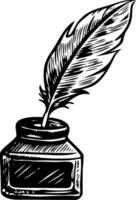 A vintage style illustration showing ink quill vector