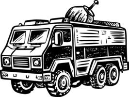 A vintage style illustration representing command vehicle vector