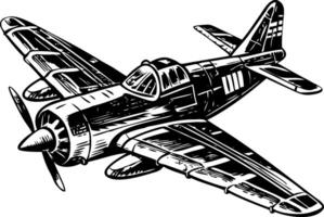 A vintage style illustration representing a fighter plane vector