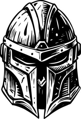 A vintage style illustration showing battle helmet