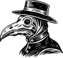 A vintage style illustration showing plague doctor vector