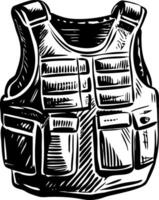 A vintage style illustration showing a combat vest vector