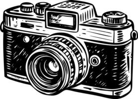 A vintage style illustration showing retro camera vector