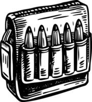 A sketchy style illustration showing cartridge pouch vector